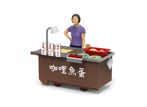 Load image into Gallery viewer, TINY Hong Kong City HK 1/35 Curry Fish Ball cartful Diecast Color painted Figure
