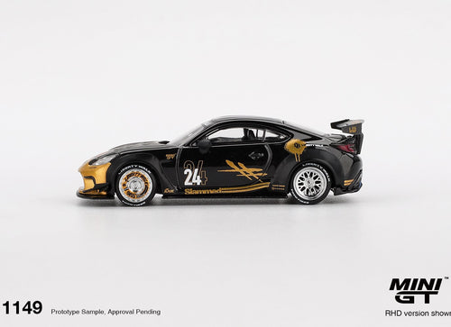 Load image into Gallery viewer, MINI GT #1149 Toyota GR86 LB Nation Black / Gold Diecast Model Car
