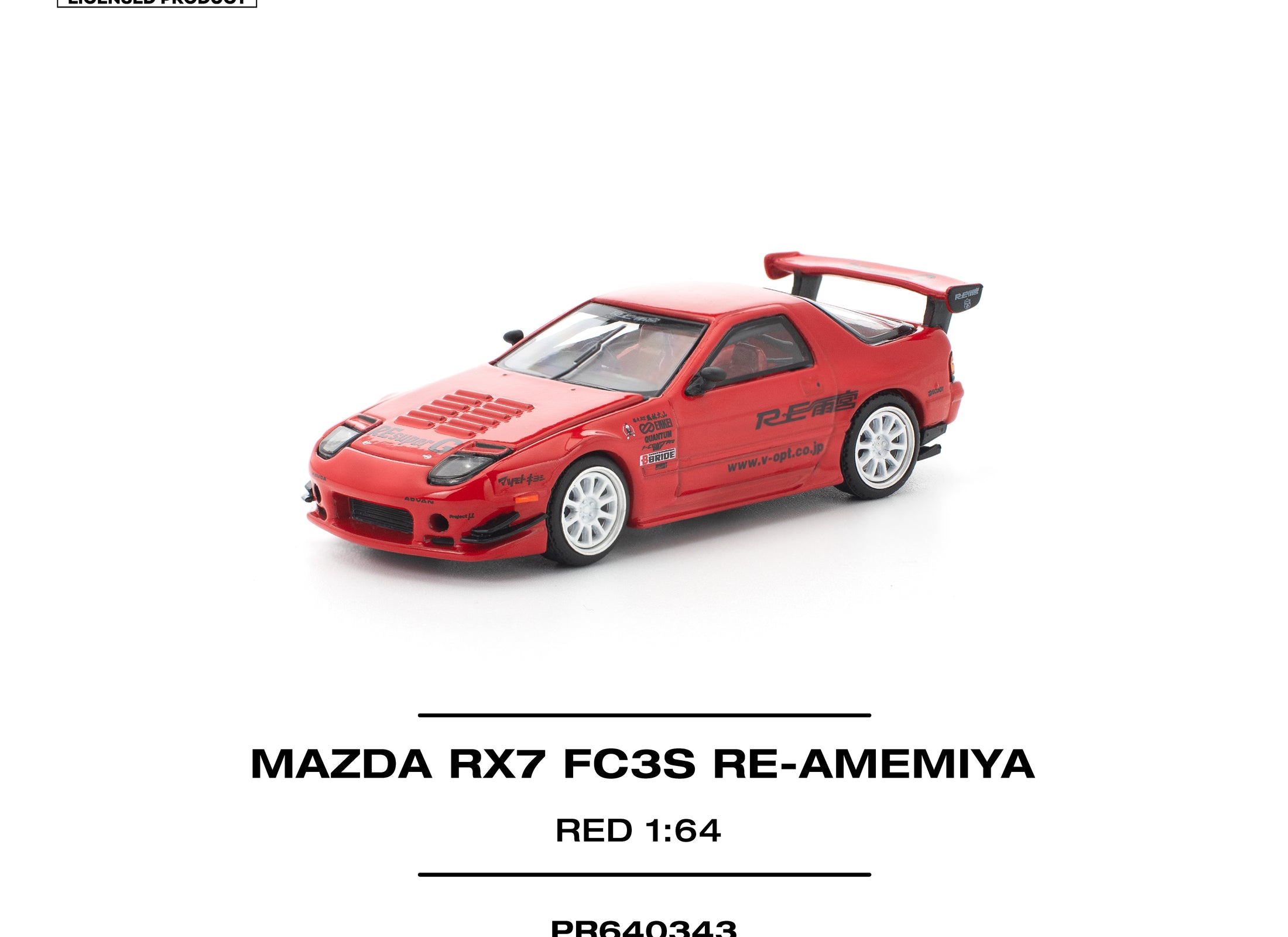 (Pre-order) POPRACE 1/64 MAZDA RX7 FC3S RE-AMEMIYA RED Diecast Model Car