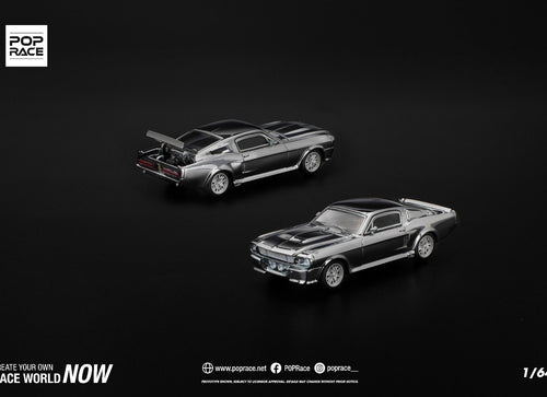 Load image into Gallery viewer, (Pre-order) POPRACE 1/64 SHELBY MUSTANG GT500 - SILVER CHROME Model Car
