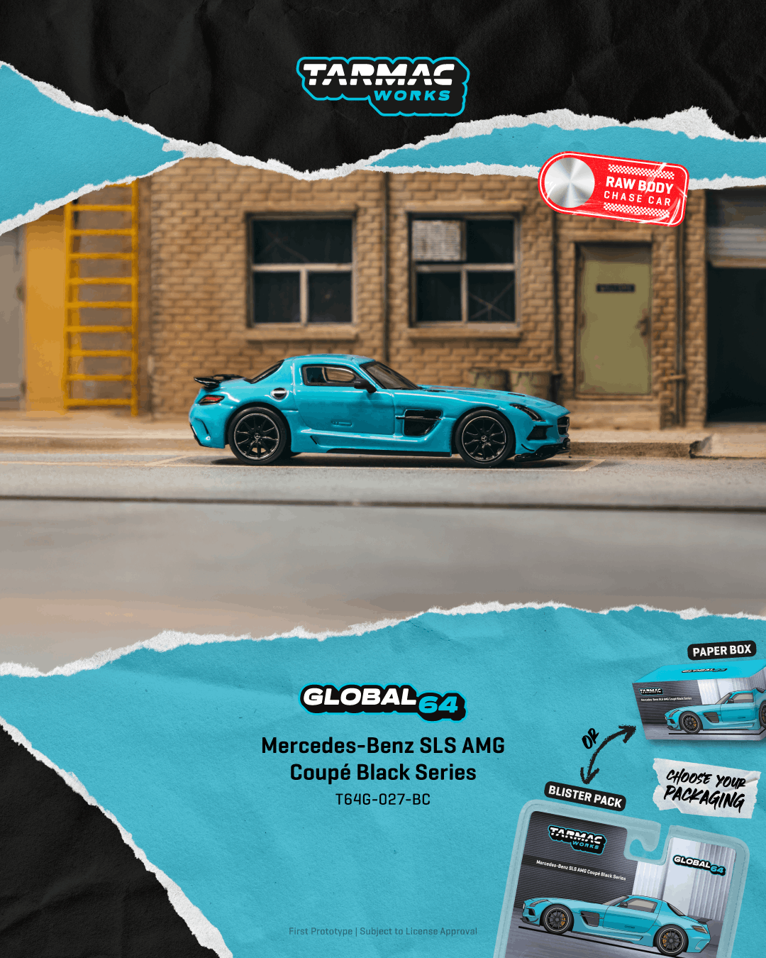 (Pre-order)Tarmac Works 1/64 Mercedes-Benz SLS AMG Coupé Black Series Matte Blue