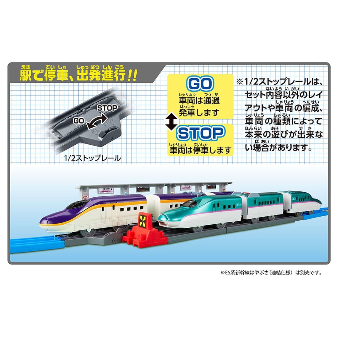 Takara Tomy Plarail Series E8 `Tsubasa` & Tomica Arch Railroad Crossing Set