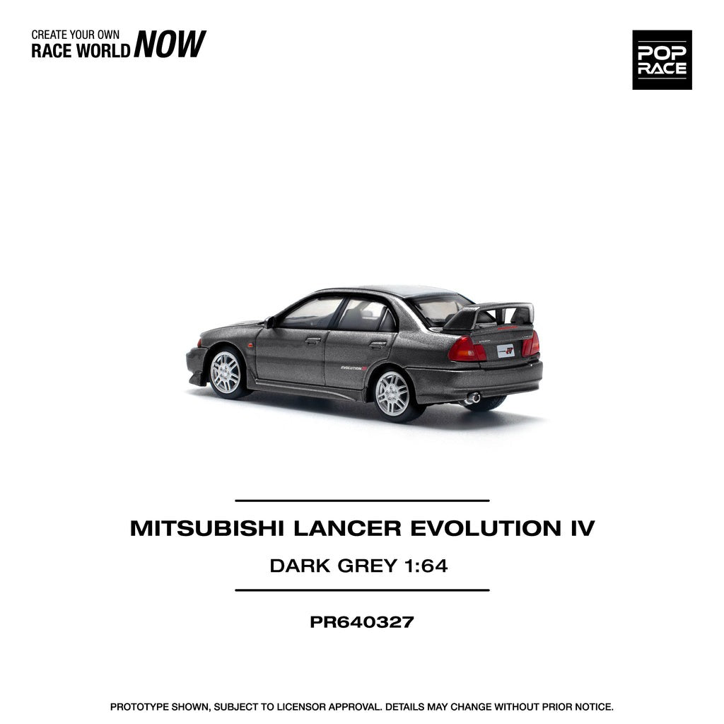 POP RACE 1/64 MITSUBISHI LANCER EVOLUTION IV DARK GREY Diecast Model