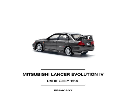 Load image into Gallery viewer, POP RACE 1/64 MITSUBISHI LANCER EVOLUTION IV DARK GREY Diecast Model
