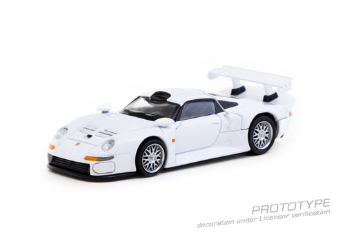 Load image into Gallery viewer, (Pre-order) Tarmac Works 1/64 Porsche 911 GT1 White with Taramc Cards Set
