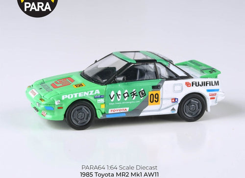 Load image into Gallery viewer, PARA64 1/64 1985 Toyota MR2 MK1 AW11 Fujifilm LHD Diecast Model Car
