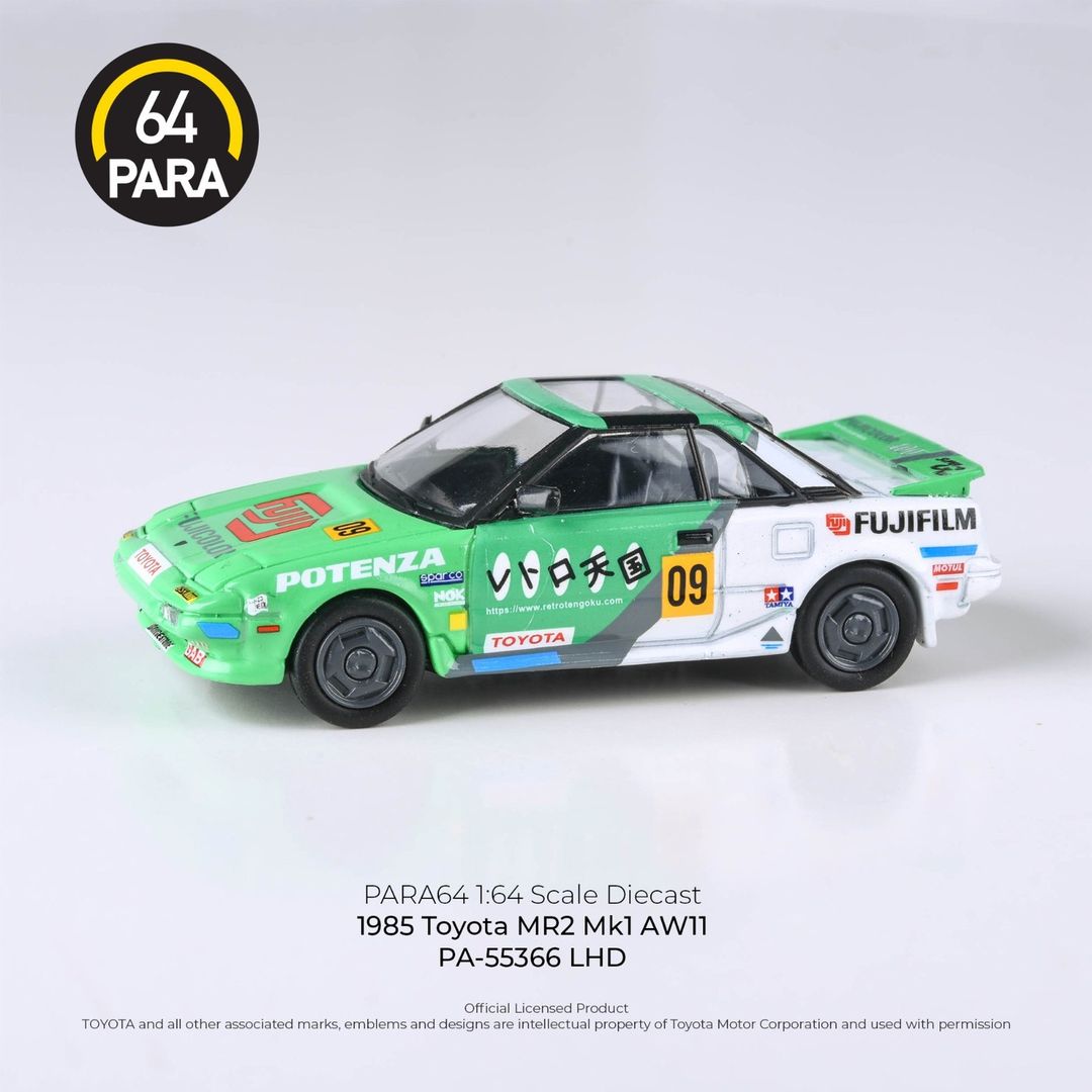 PARA64 1/64 1985 Toyota MR2 MK1 AW11 Fujifilm LHD Diecast Model Car