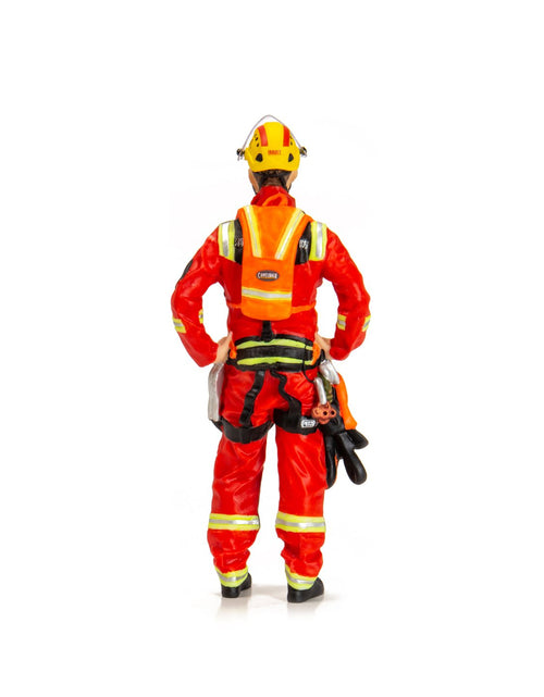 Load image into Gallery viewer, TINY 1/18 Resin Figure #21 Hong Kong Fireman Firefighter HART Red 10.3 cm Tall
