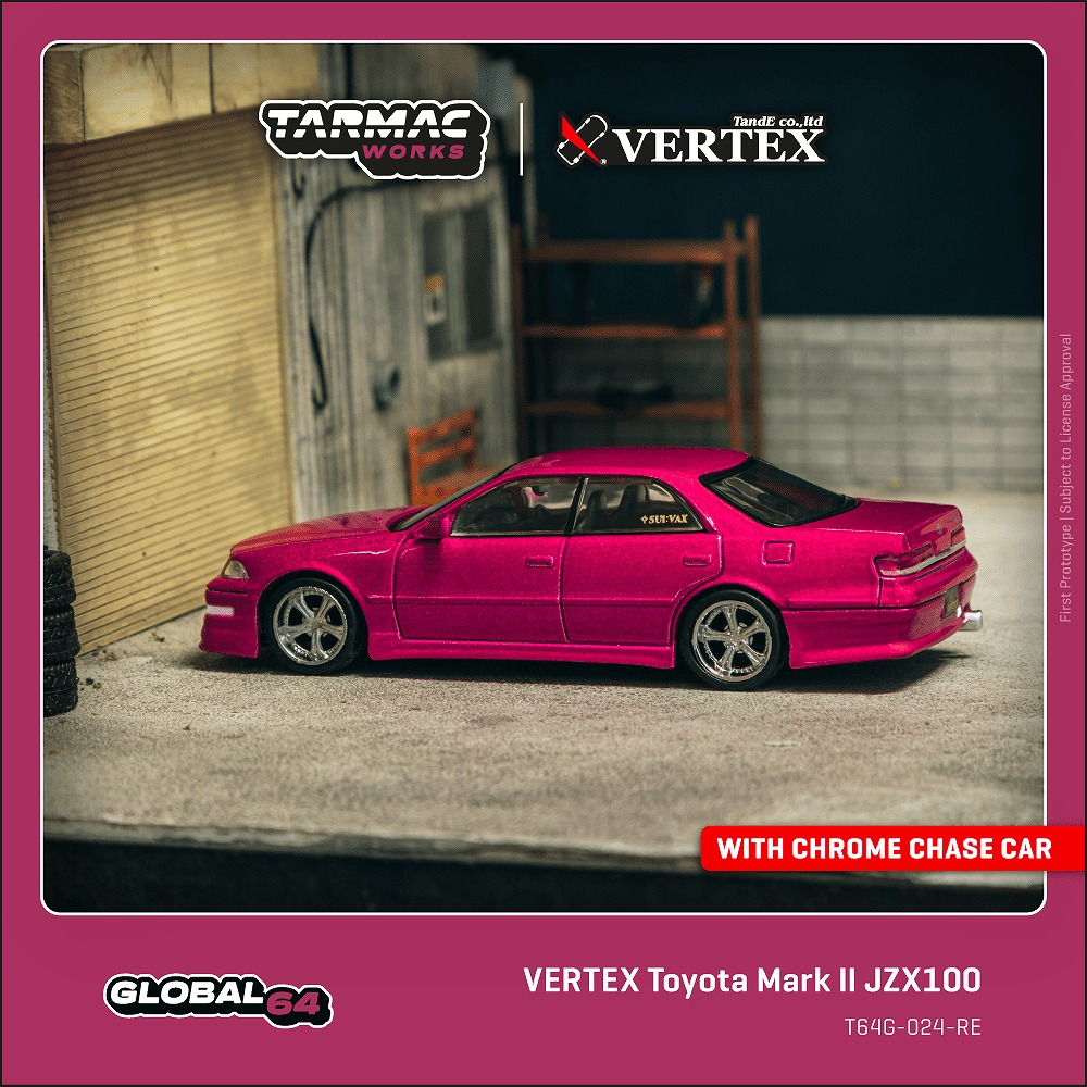 Tarmac Works VERTEX Toyota Mark II JZX100 Red Metallic Model Car