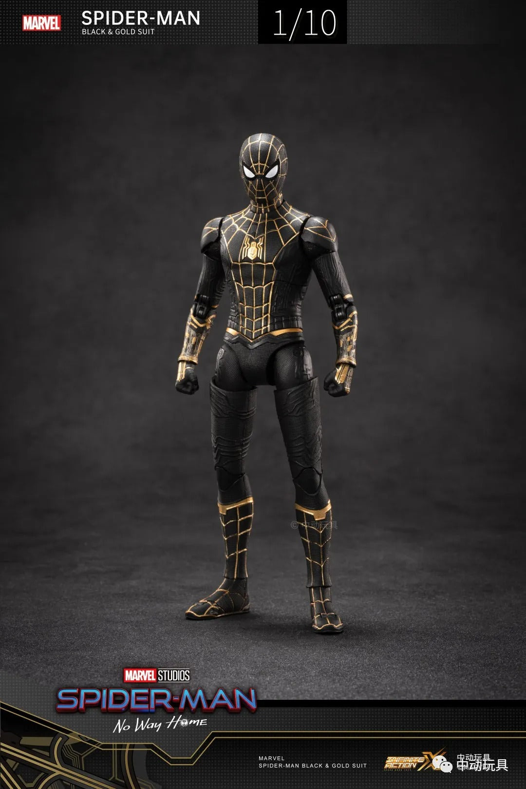 ZD Toys Marvel Avengers 1/10 Spiderman Black Gold Suit No Way Home Action Figure