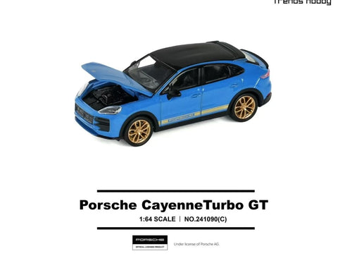 Load image into Gallery viewer, Trends Hobby 1:64 Porsche Cayenne Turbo GT Diecast - Blue 241090(C)
