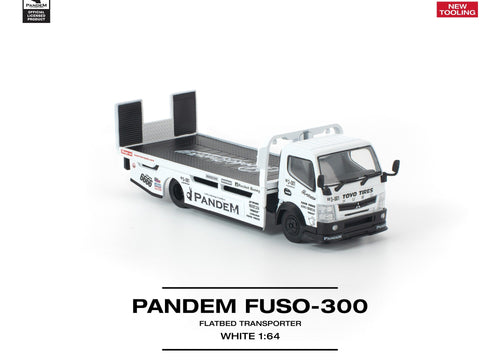 Load image into Gallery viewer, (Pre-order) POP race pandem fuso 300 flatbed transporter white new tooling
