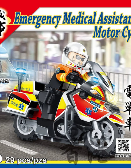 Royal Toys Building Blocks City Story Bricks RT49 : Emergency Medical Assistant Motor Cycle