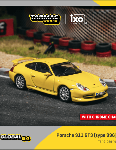 Tarmac Works 1:64 Porsche 911 GT3 (type 996) Yellow Model Car