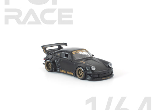 Load image into Gallery viewer, (Pre-order) POP RACE 1/64 RWB 930 MATTE BLACK "STELLA ARTOIS" Diecast #PR640468
