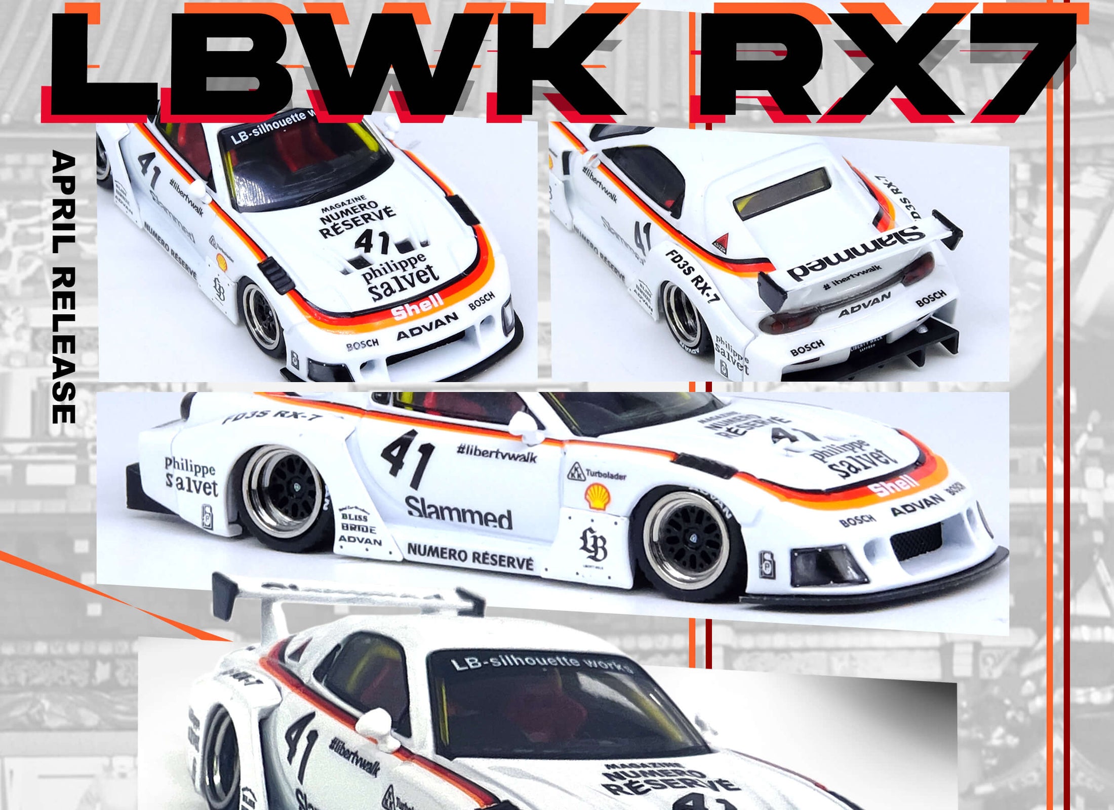 INNO64 1/64 Die-cast MAZDA RX7 (FD3S) LB-SUPER SILHOUETTE Model Car