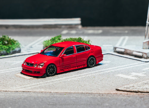 Load image into Gallery viewer, (Pre-order) Tarmac Works 1/64 VERTEX Toyota Aristo JZS161 Red Car+Card Combo Set

