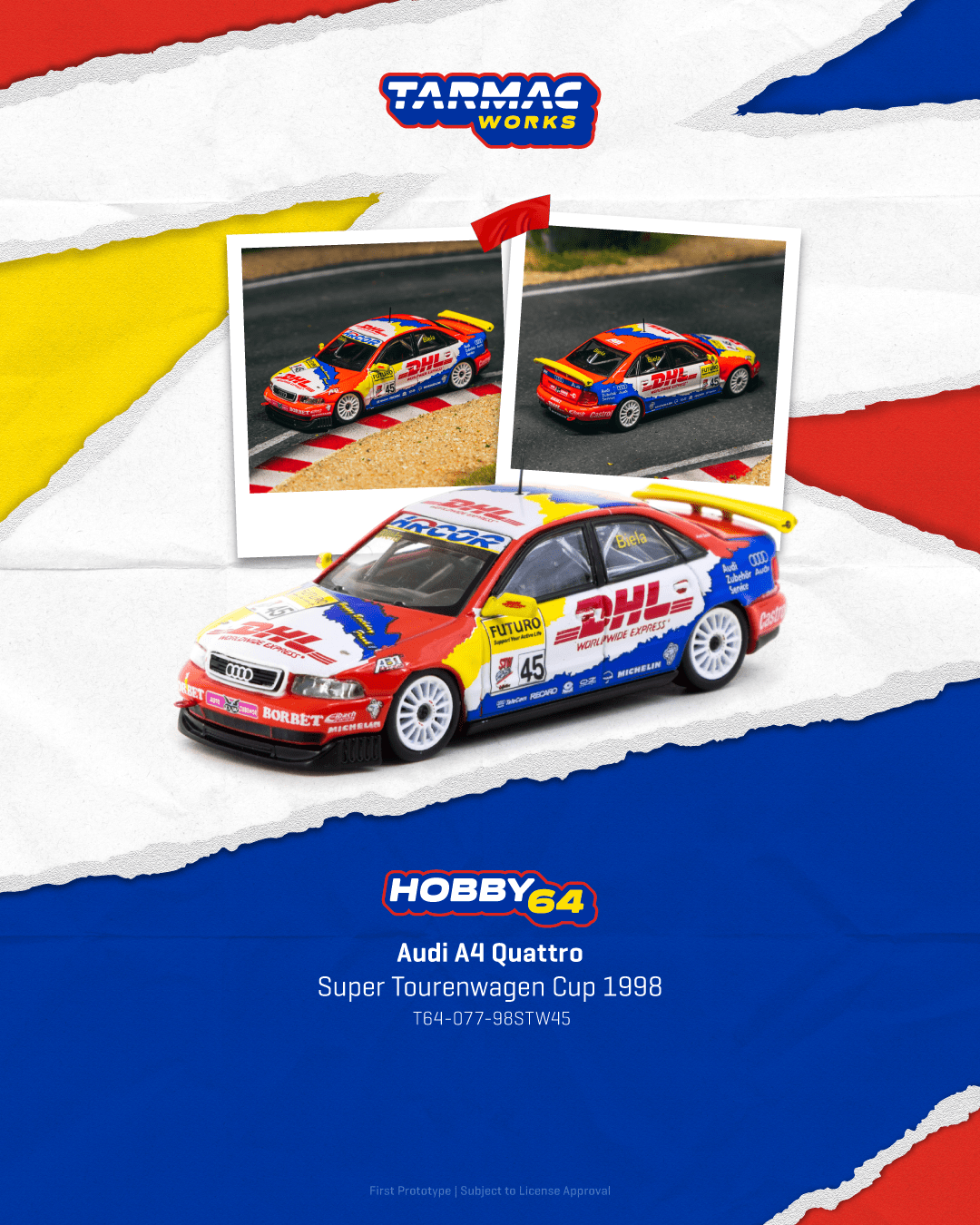 (Pre-order) Tarmac Works 1/64 Audi A4 Quattro Super Tourenwagen Cup 1998 Frank