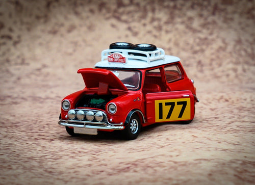 Load image into Gallery viewer, TINY Hong Kong #177 Mini Cooper Rally Red Mk1 Scale 1:50 Diecast Mini  Car
