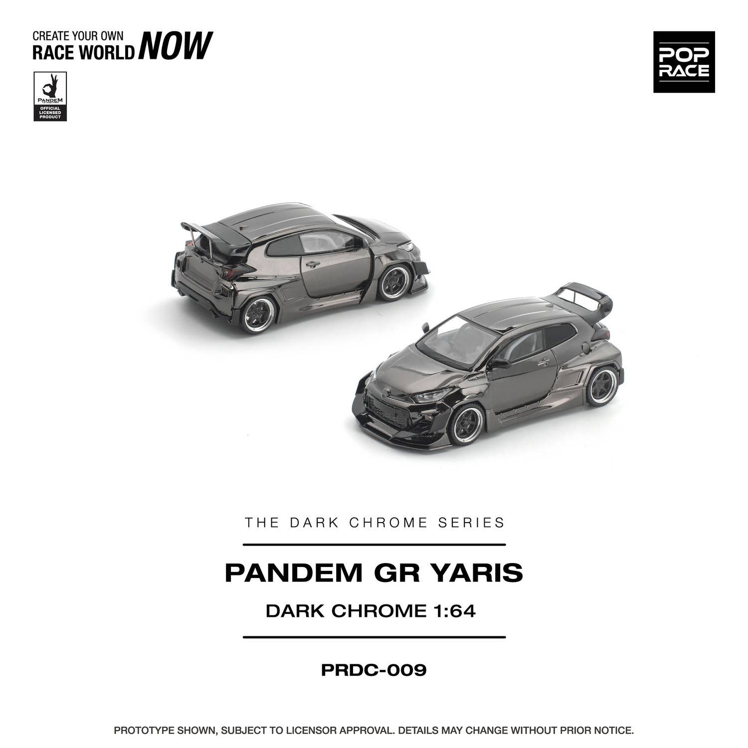 (Pre-order) POP RACE 1/64 PANDEM GR YARIS DARK CHROME Diecast Model Car PRDC-009