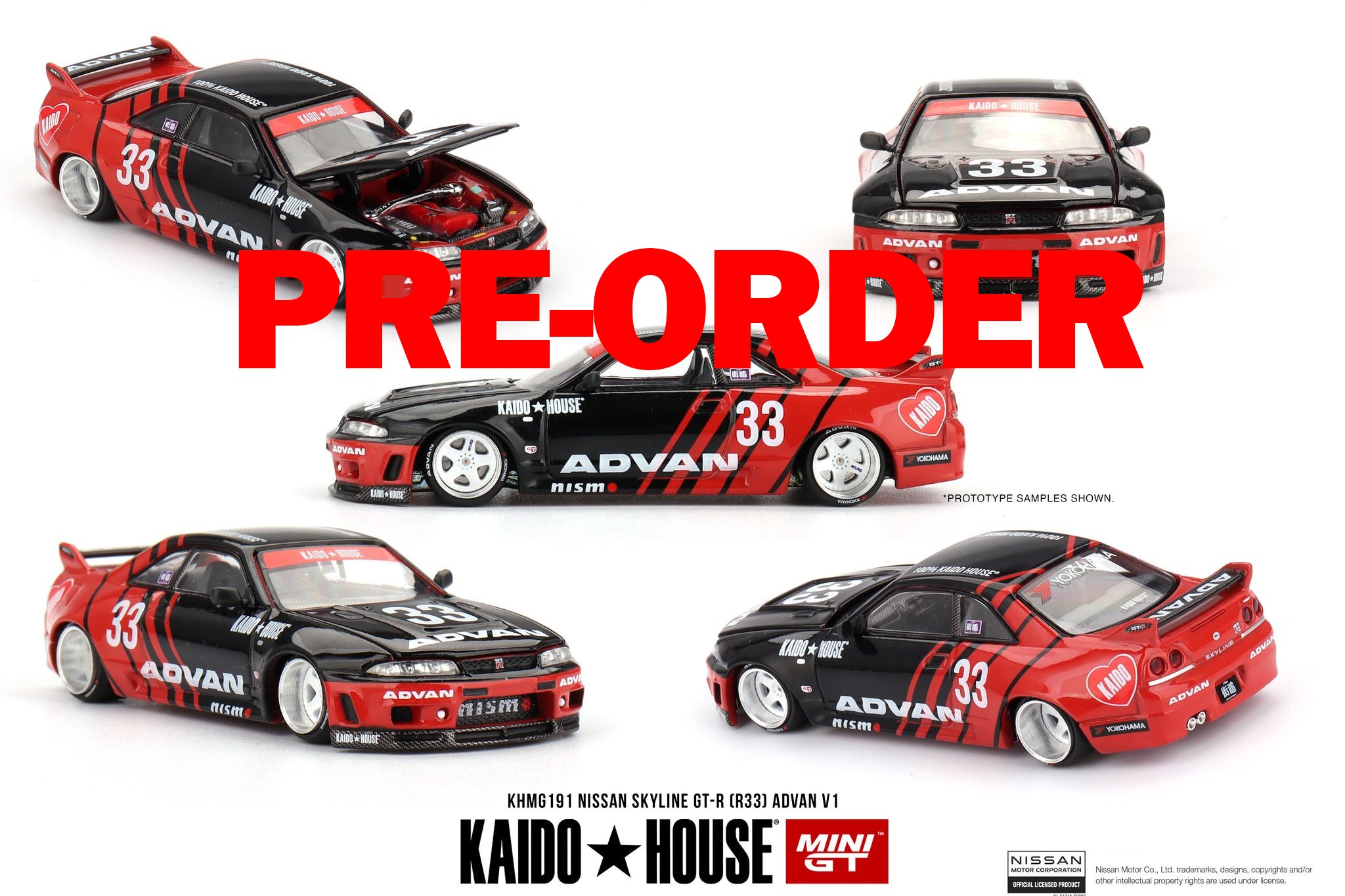(Pre-order) Kaido House x Mini GT Nissan Skyline GT-R (R33) Kaido Works ADVAN