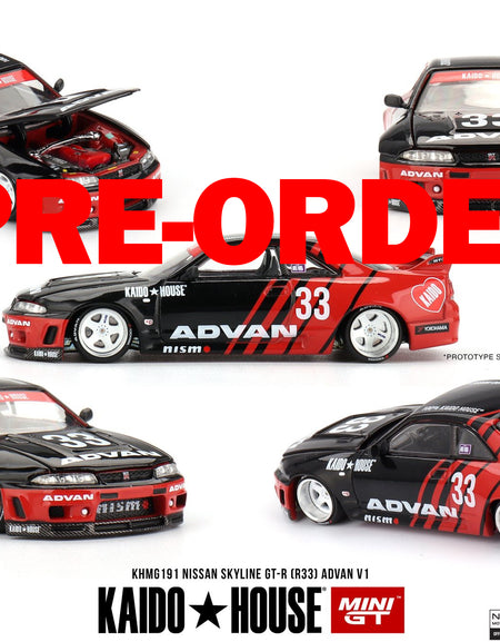 (Pre-order) Kaido House x Mini GT Nissan Skyline GT-R (R33) Kaido Works ADVAN