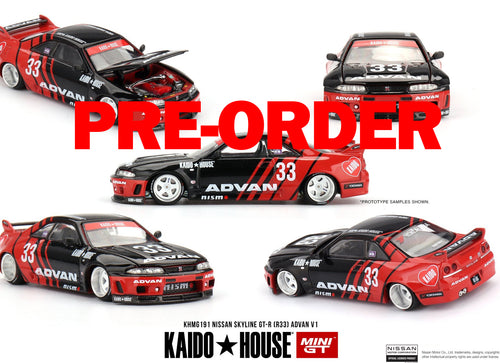 Load image into Gallery viewer, (Pre-order) Kaido House x Mini GT Nissan Skyline GT-R (R33) Kaido Works ADVAN
