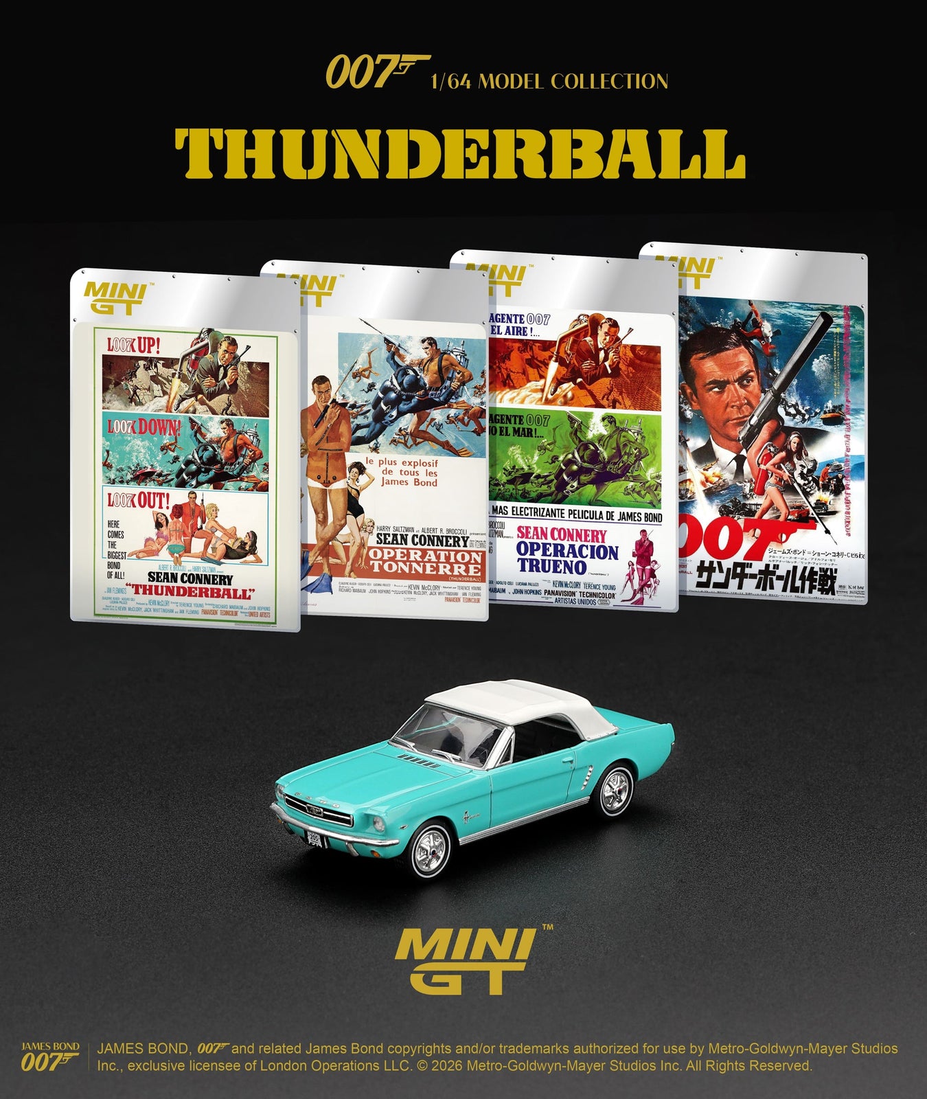 (Pre-order) Mini GT #923 Ford Mustang Convertible "Thunderball" James Bond 007