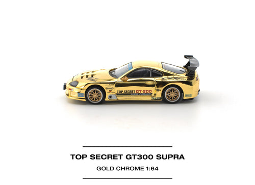 Load image into Gallery viewer, (Pre-order) POPRACE 1/64 - TOP SECRET GT300 SUPRA GOLD CHROME Diecast Model Car
