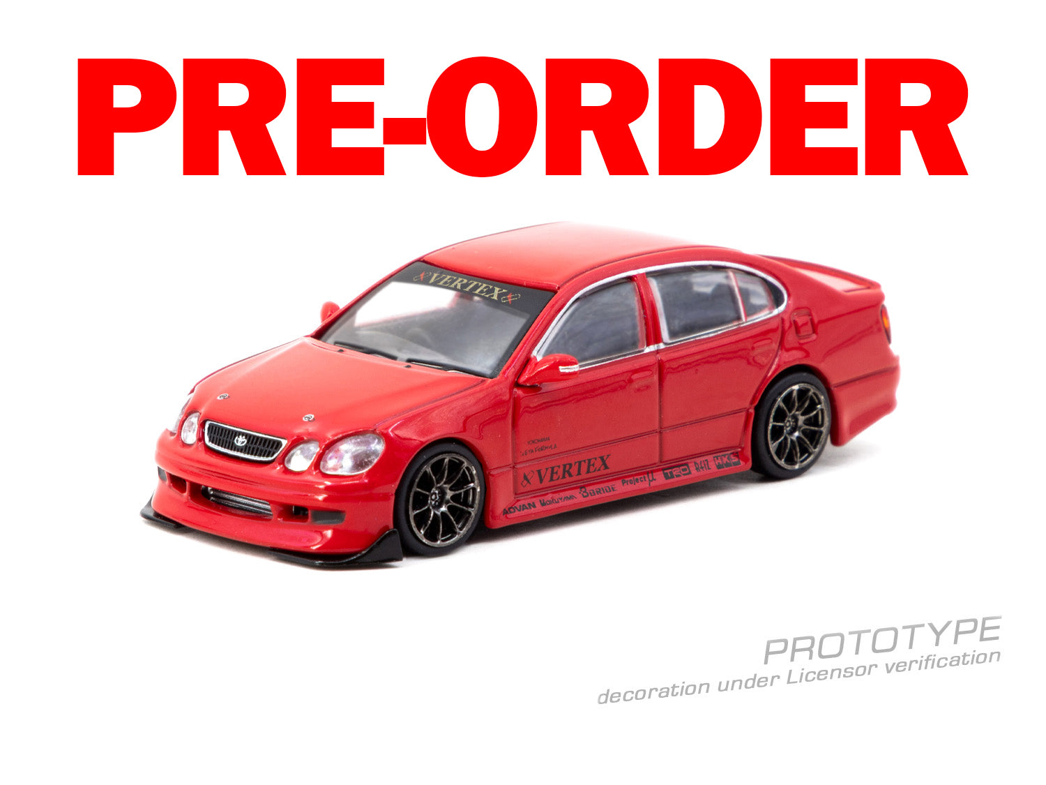 (Pre-order) Tarmac Works 1/64 VERTEX Toyota Aristo JZS161 Red Car+Card Combo Set