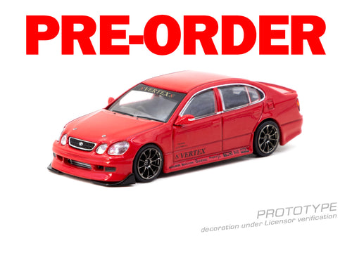 Load image into Gallery viewer, (Pre-order) Tarmac Works 1/64 VERTEX Toyota Aristo JZS161 Red Car+Card Combo Set
