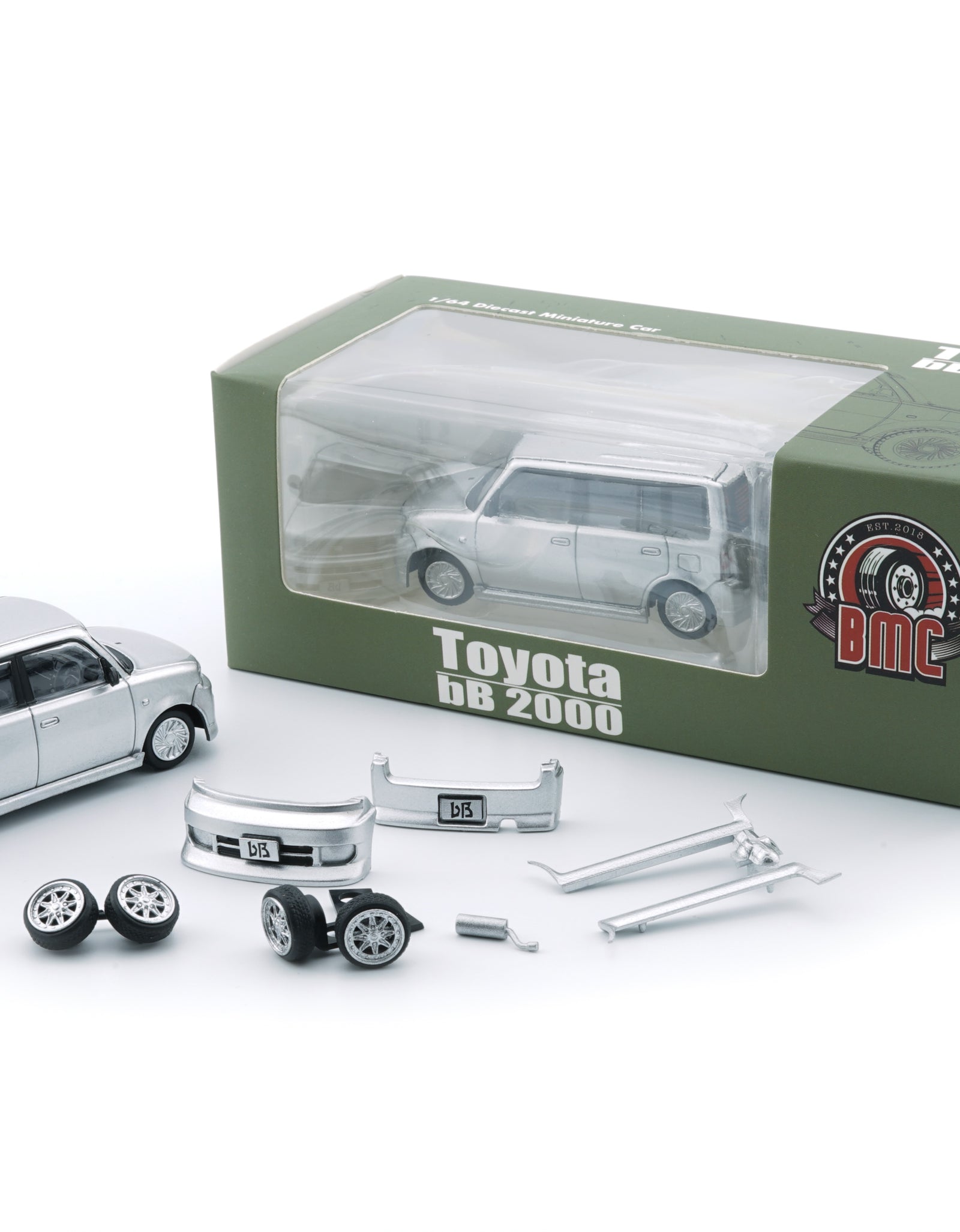 BMC 1/64 Toyota 2000 bB Silver (RHD) Diecast Model Car