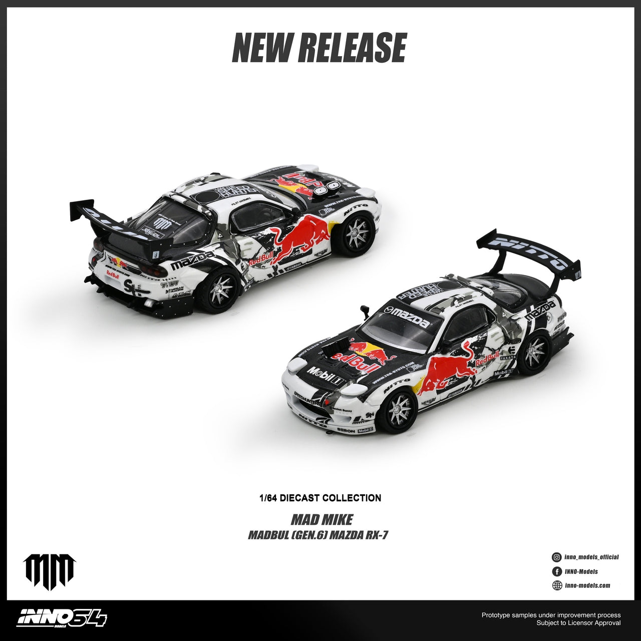 (Pre-order) INNO64 1/64 MAZDA RX-7 MAD MIKE "MADBUL Gen6" Diecast Model Car