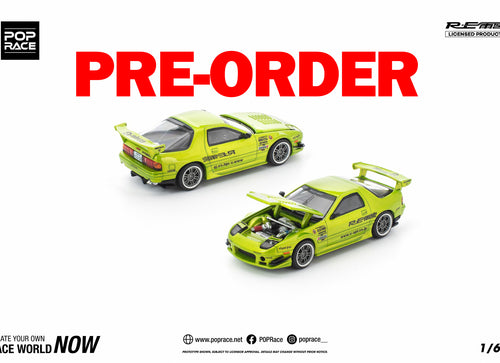 Load image into Gallery viewer, (Pre-order) POPRACE 1/64 MAZDA RX7 FC3S RE-AMEMIYA LUMINOUS GREEN Diecast Car

