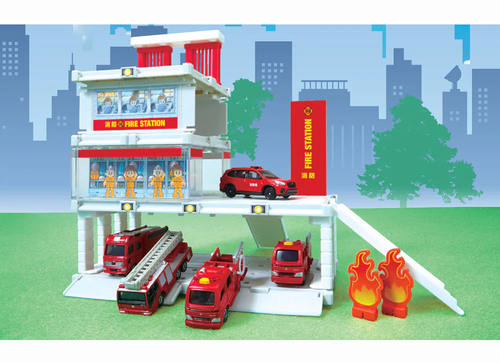 Load image into Gallery viewer, Takara Tomy Tomica World Tomica Town Fire Fighter Station (w/ Tomica Car x 1)
