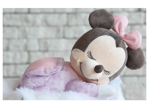 Load image into Gallery viewer, Takara Tomy Disney Baby Gussuri Sleeping w/ Melody Music Minnie Mouse Plush
