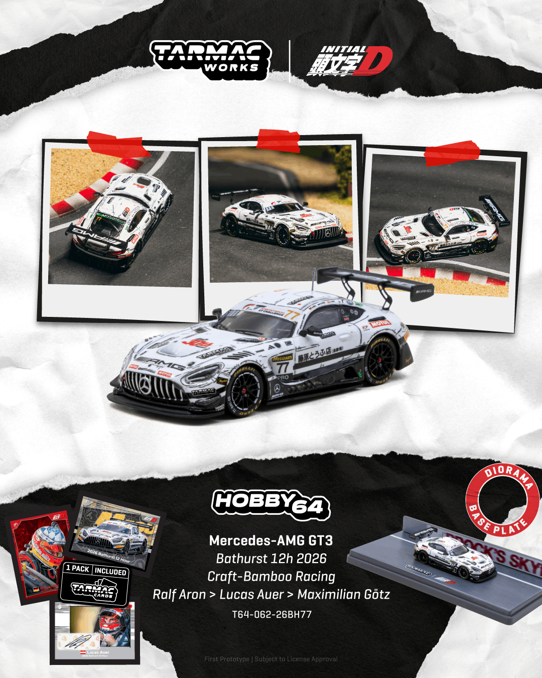 (Pre-order) Tarmac Works 1/64 Mercedes AMG GT3 Craft-Bamboo Racing Bathurst 12h