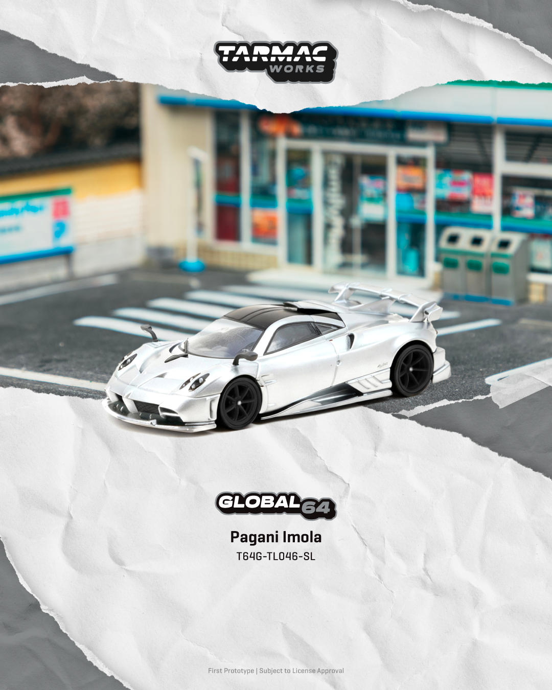 (Pre-order) Tarmac Works Pagani Imola Matt Silver 1/64 Diecast Model Car