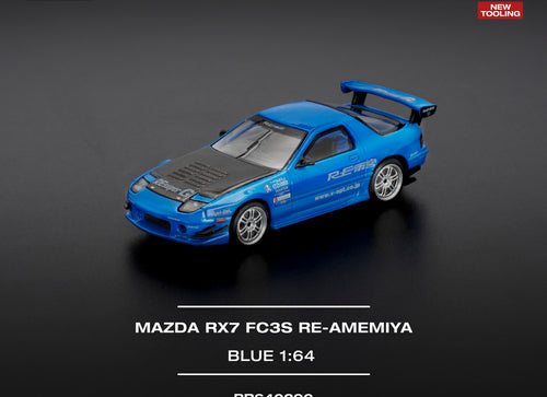 Load image into Gallery viewer, POPRACE 1/64 MAZDA RX7 (FC3S) RE-AMEMIYA RE-AMEMIYA BLUE Model Car
