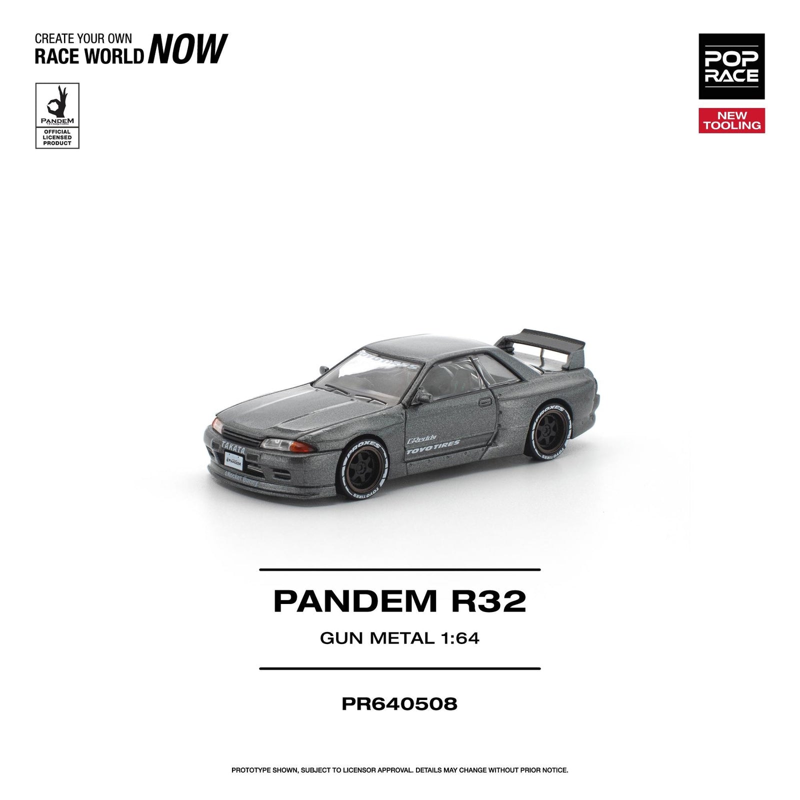 (Pre-order) POP RACE 1/64 PANDEM R32 GUN METAL Diecast Model Car #PR640508
