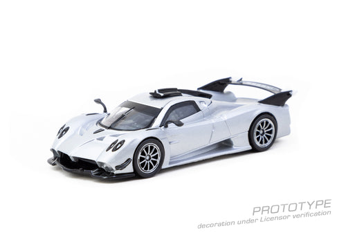Load image into Gallery viewer, Tarmac Works 1/64 Pagani Huayra R Satin Silver Diecast Model Car

