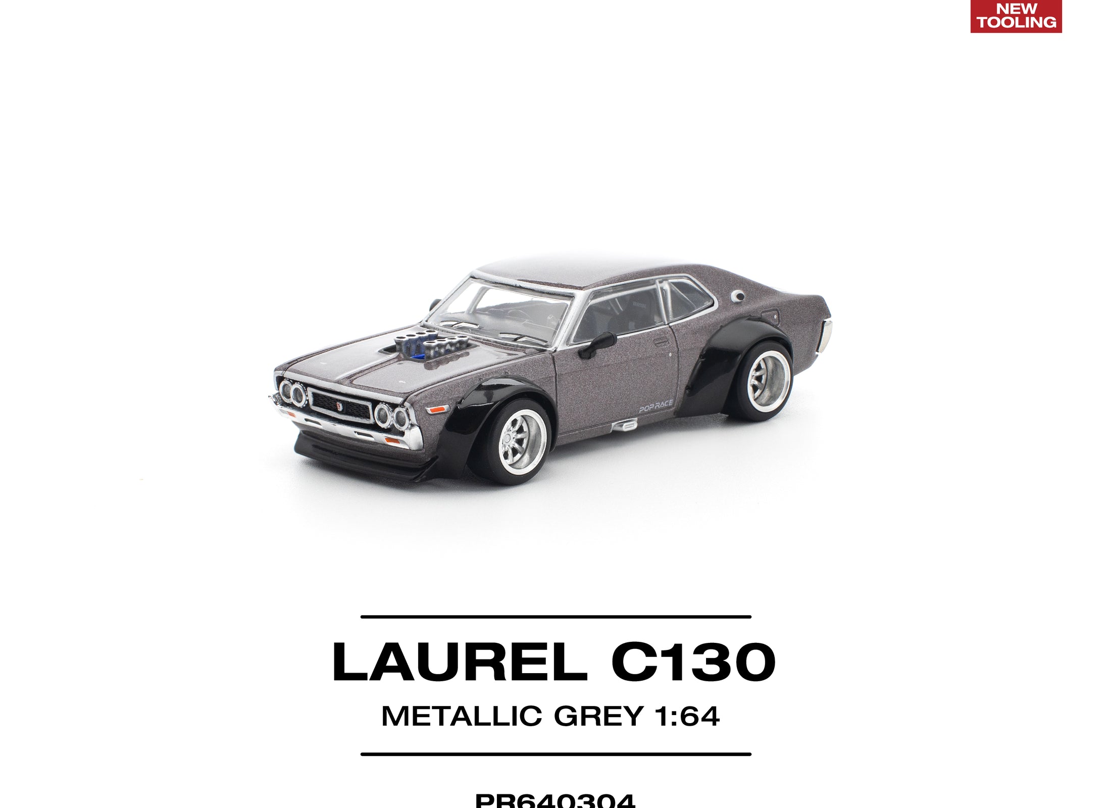 (Pre-order) POPRACE 1/64 LAUREL C130 METALLIC GREY (NEW TOOLING) Diecast Model