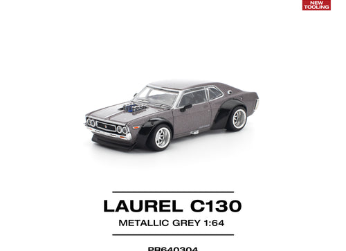 Load image into Gallery viewer, (Pre-order) POPRACE 1/64 LAUREL C130 METALLIC GREY (NEW TOOLING) Diecast Model

