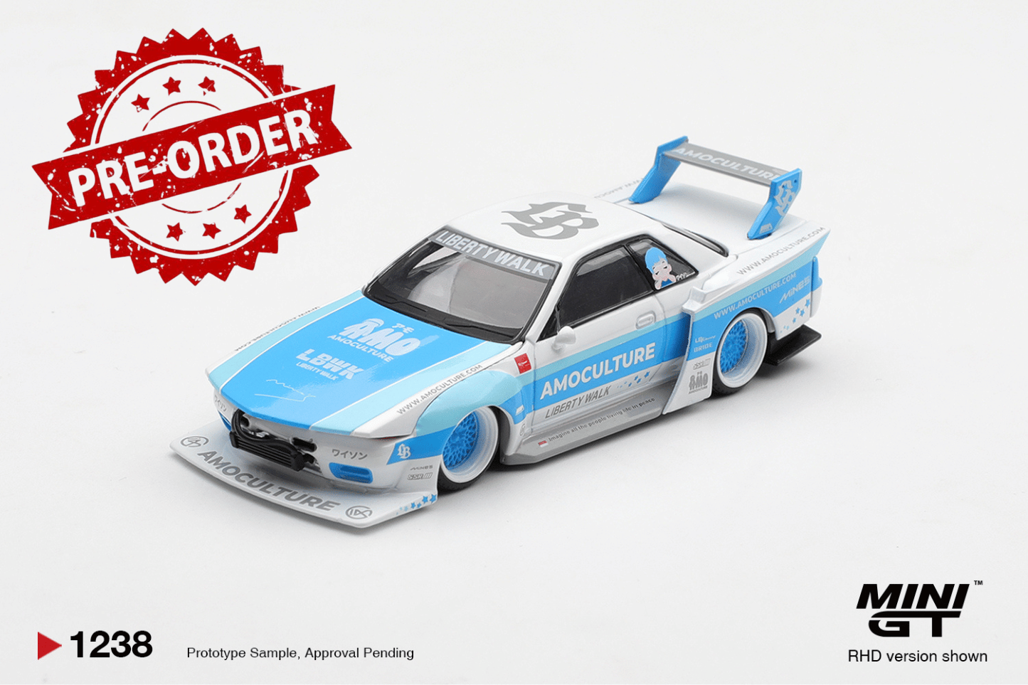 (Pre-order) Mini GT #1238 Nissan Skyline GT-R (R32) LBWK Kaido Work AMOCULTURE