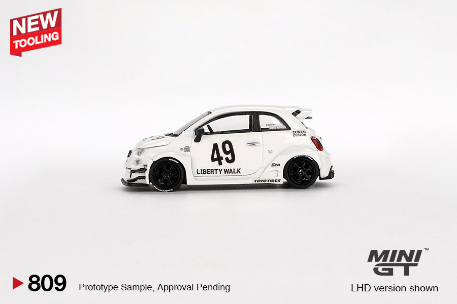 Mini GT #809 1/64 LB-WORKS x Abas Works ABARTH 595 Gara White Model