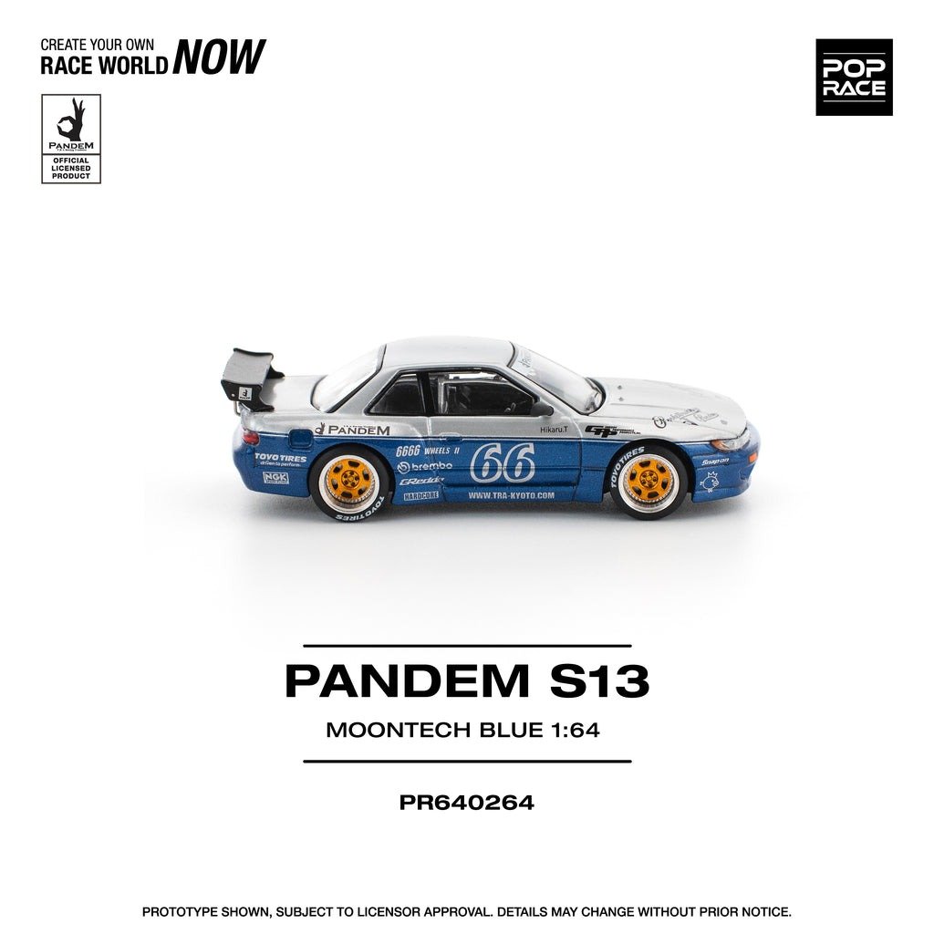 POPRACE 1/64 PANDEM SILVIA S13 MOONTECH BLUE Diecast Model Car