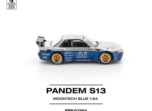 Load image into Gallery viewer, POPRACE 1/64 PANDEM SILVIA S13 MOONTECH BLUE Diecast Model Car
