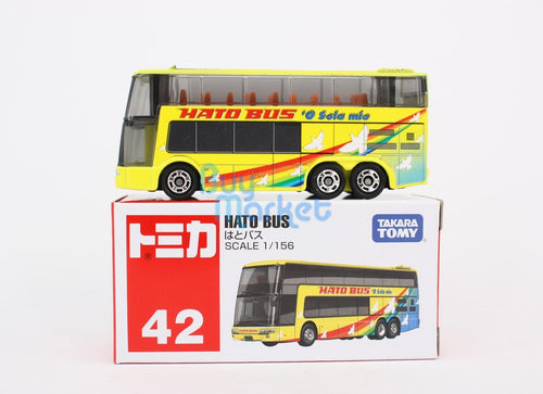 Load image into Gallery viewer, Takara Tomy Tomica #42 MIT. Fuso Aero King Hato Bus 1st 1/156 Diecast Toy Car
