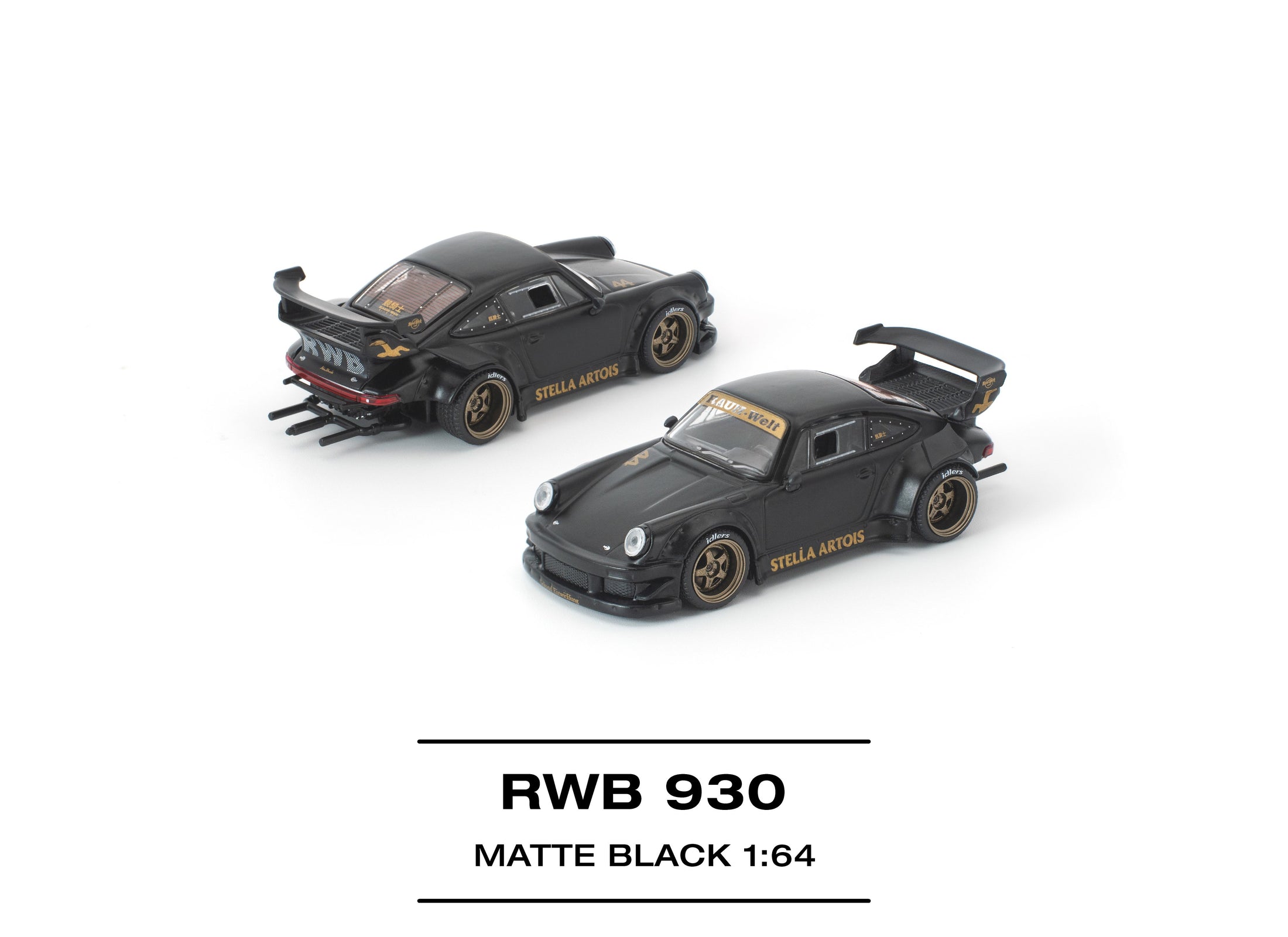 (Pre-order) POP RACE 1/64 RWB 930 MATTE BLACK "STELLA ARTOIS" Diecast #PR640468