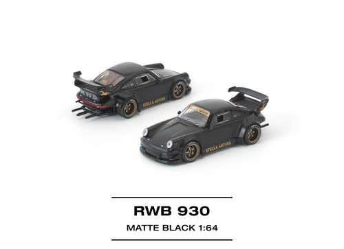 Load image into Gallery viewer, (Pre-order) POP RACE 1/64 RWB 930 MATTE BLACK "STELLA ARTOIS" Diecast #PR640468
